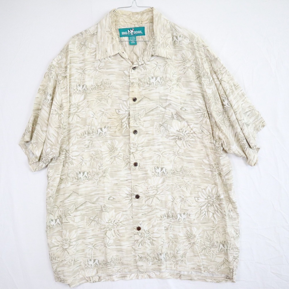 Big Dogs Shirt Mens Large Hawaiian Island Resort Casual Button Up Short Sleeve